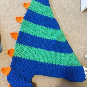 Blue and Green Dinosaur Tail Blanket
